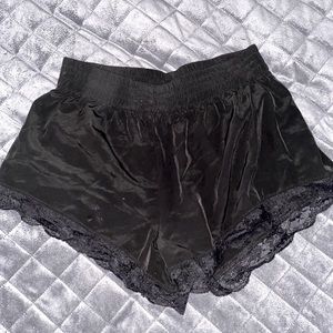 Black lace trim shorts